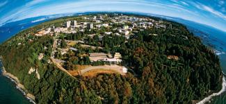 View of UBC Campus and lands with fish-eye lens