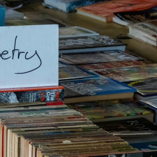 Picture of the poetry section in a bookstore